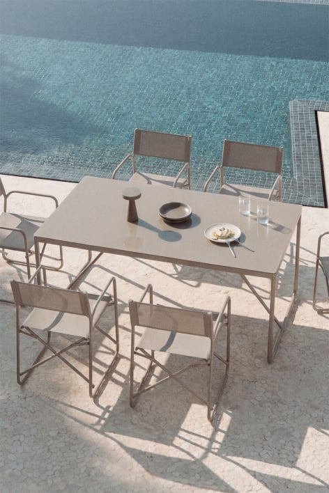 Prostokątny stół ogrodowy 185x85 cm z stali Melida - Moka Brown