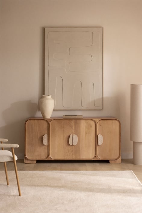 Aparador 160x40 cm z drewna mango i trawertynu Kivalina