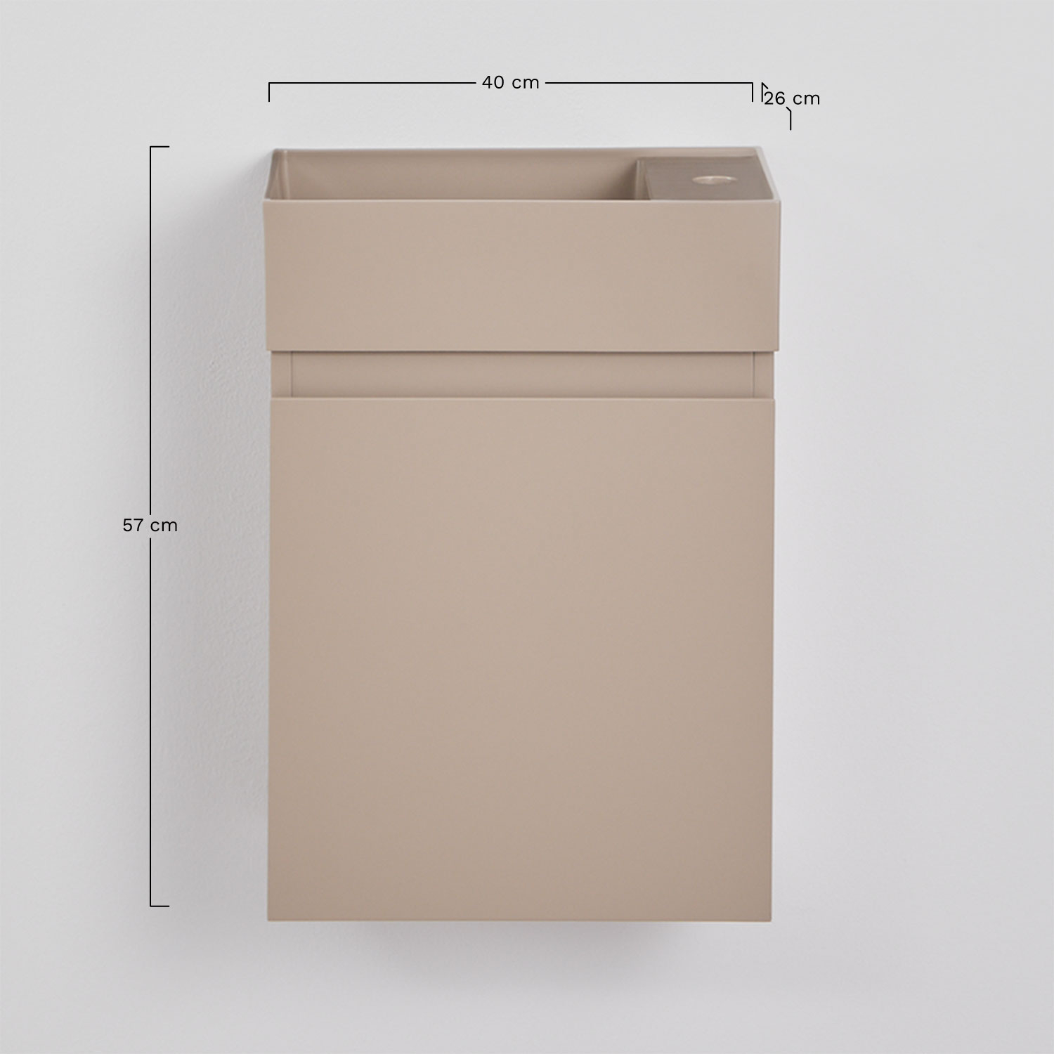 Zestaw wiszących mebli łazienkowych zintegrowany z umywalką Abigail, rozmiary