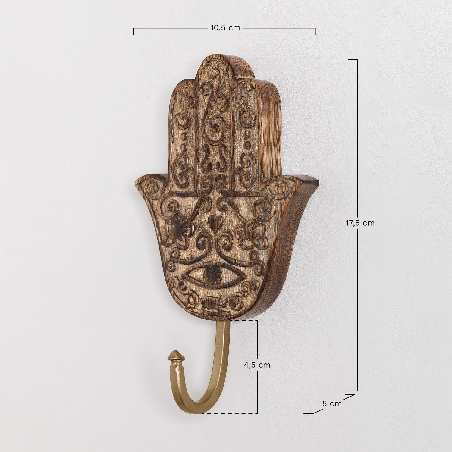 Wieszak ścienny z drewna mango Niala, rozmiary