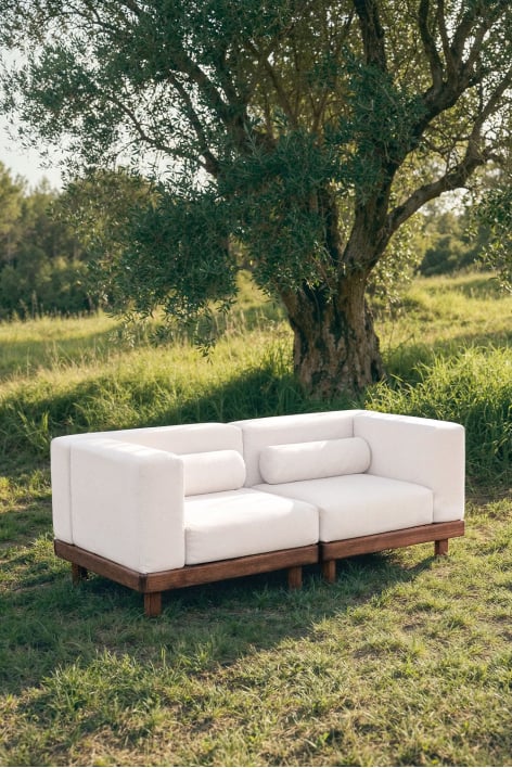 Sofa modułowy ogrodowy 2-częściowy z 2 narożnymi modułami z akacji Edrien
