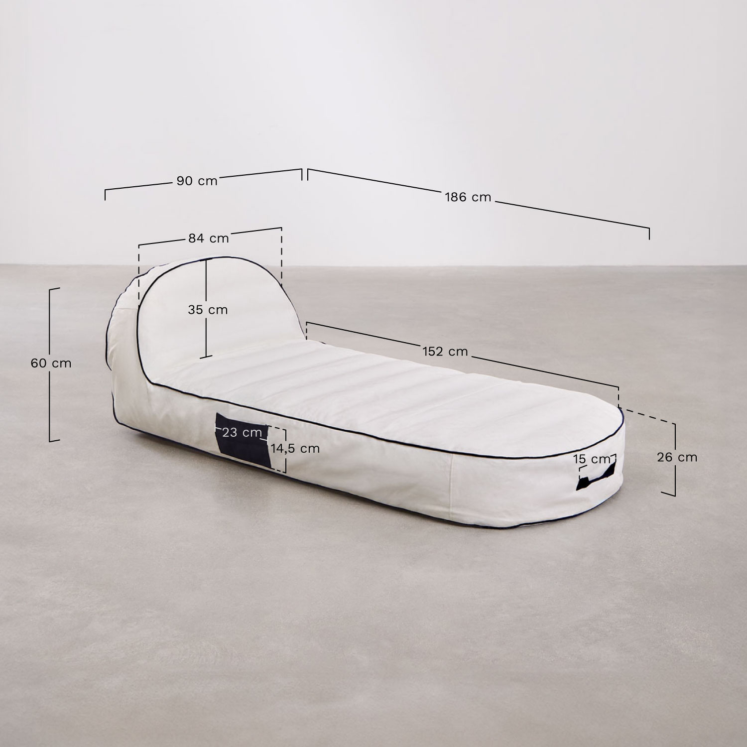 Nadmuchiwany leżak Seitan, rozmiary