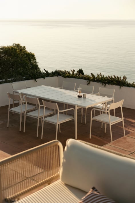Prostokątny stół ogrodowy 235x105 cm ze stali Tossa - Gardenia Biel