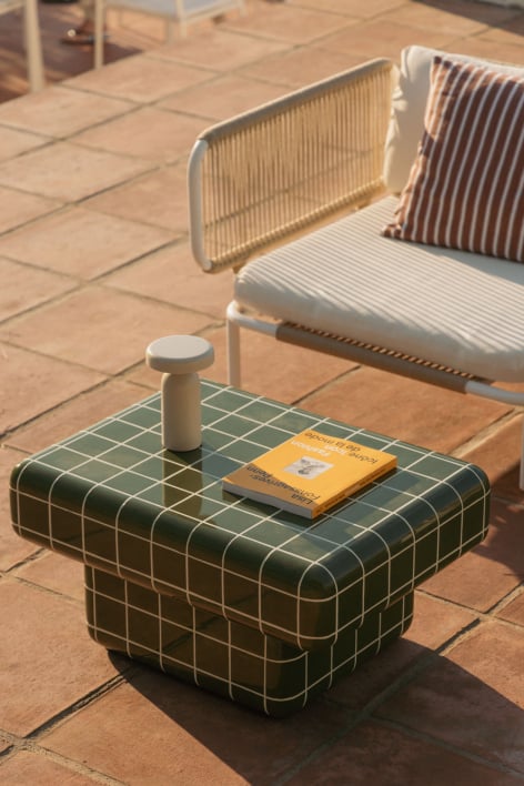 Prostokątny stolik kawowy do ogrodu w stylu cementowej płytki Eleonor