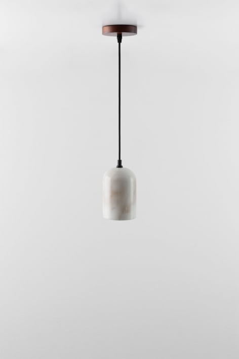 Lampa sufitowa wisząca z alabastru i drewna Rauma