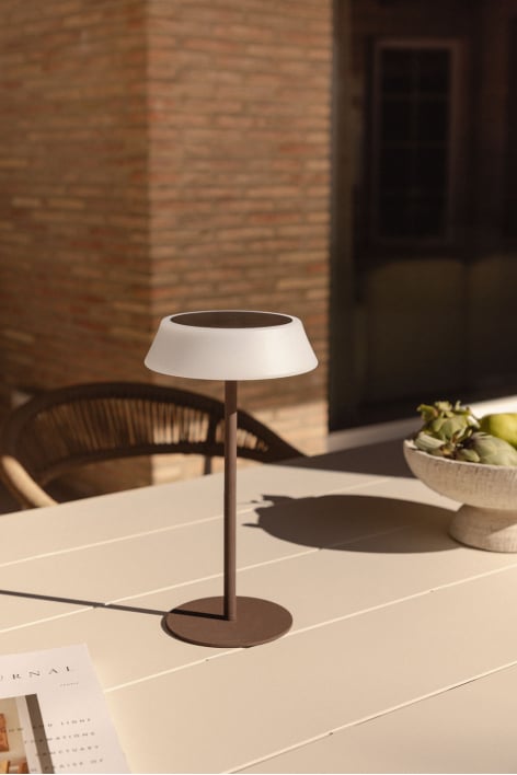 Bezprzewodowa zewnętrzna lampa stołowa solarna LED z polietylenu i żelaza Ulenia