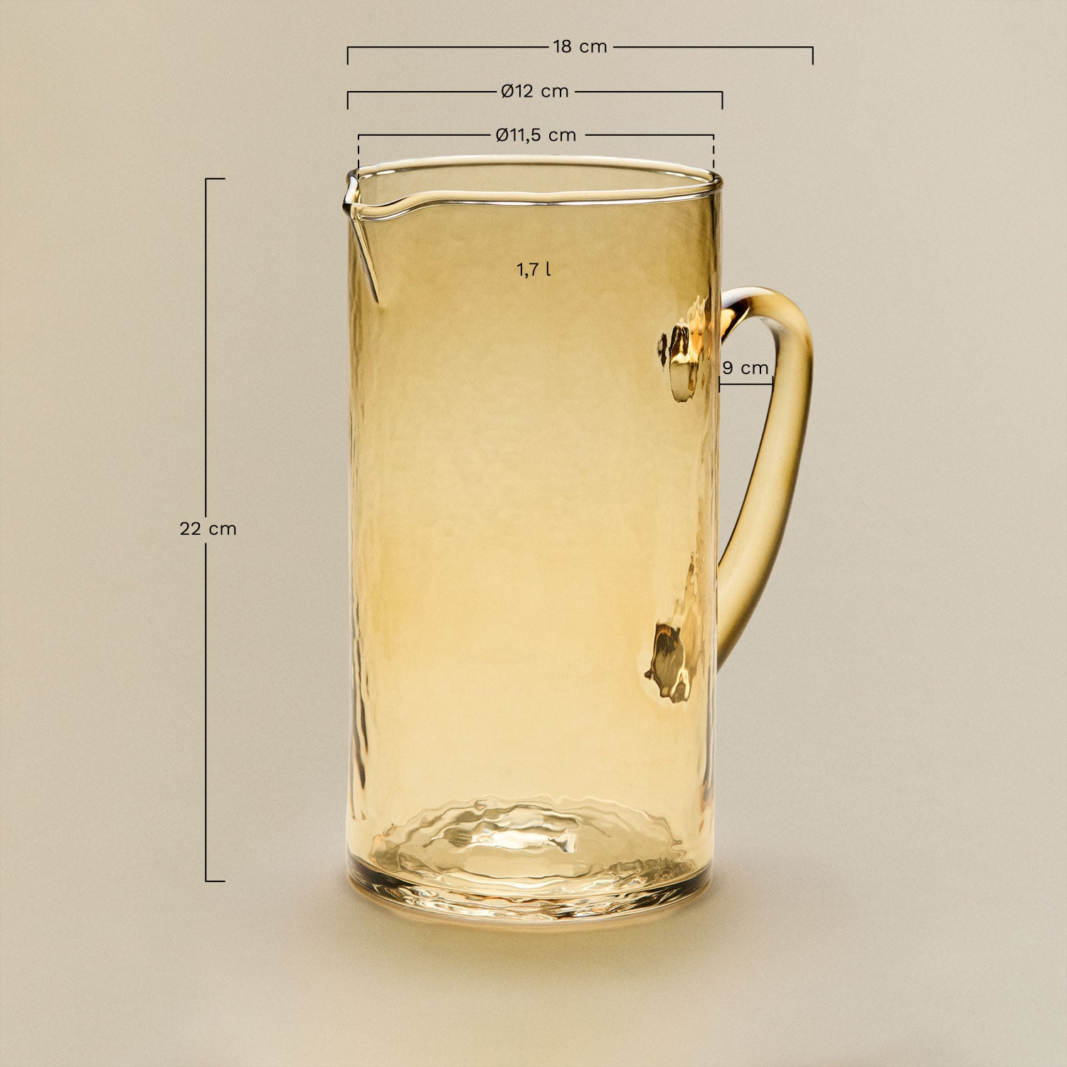 Dzbanek szklany Leomie 1,7 L, rozmiary