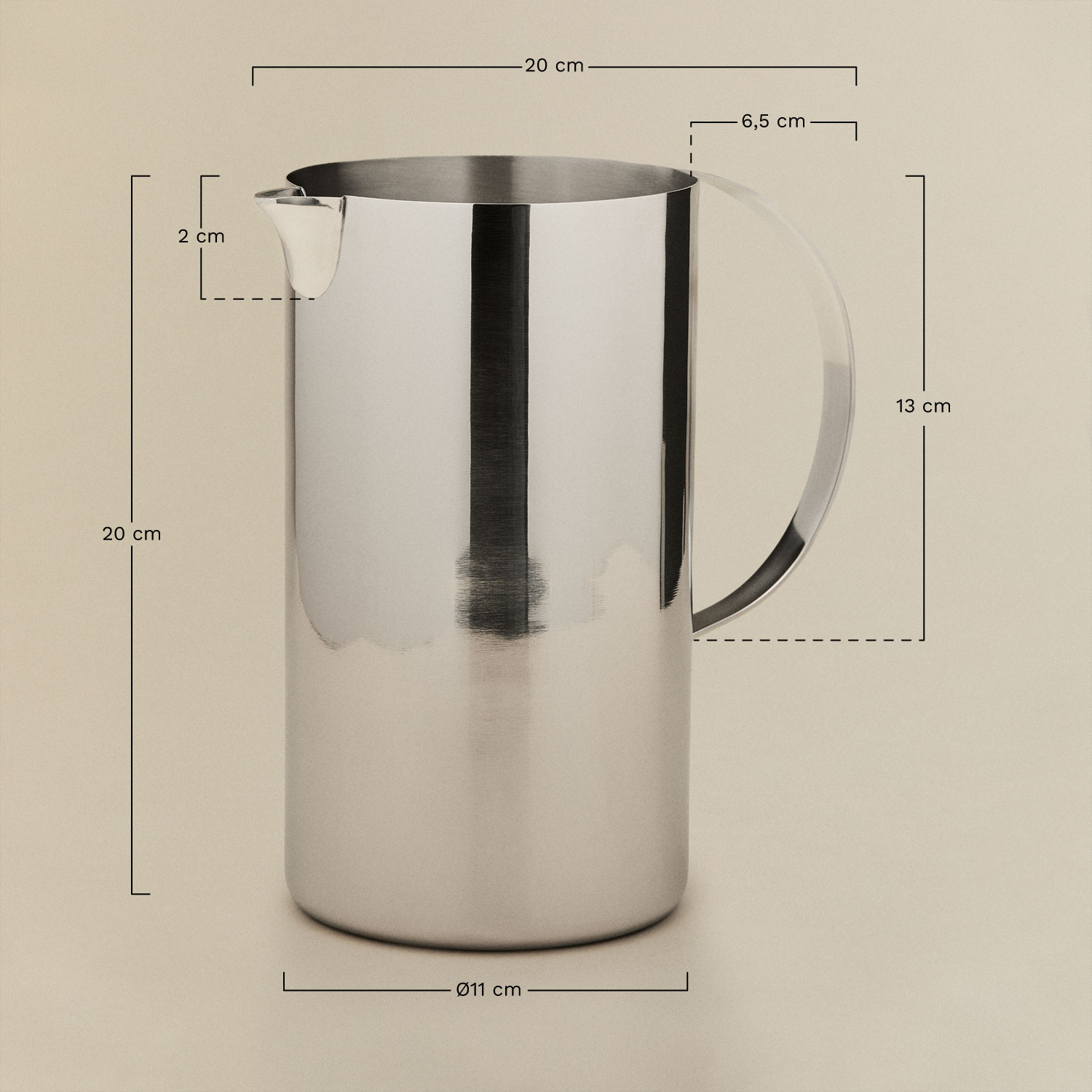 Dzbanek 1,9 L ze stali nierdzewnej Borgolin, rozmiary