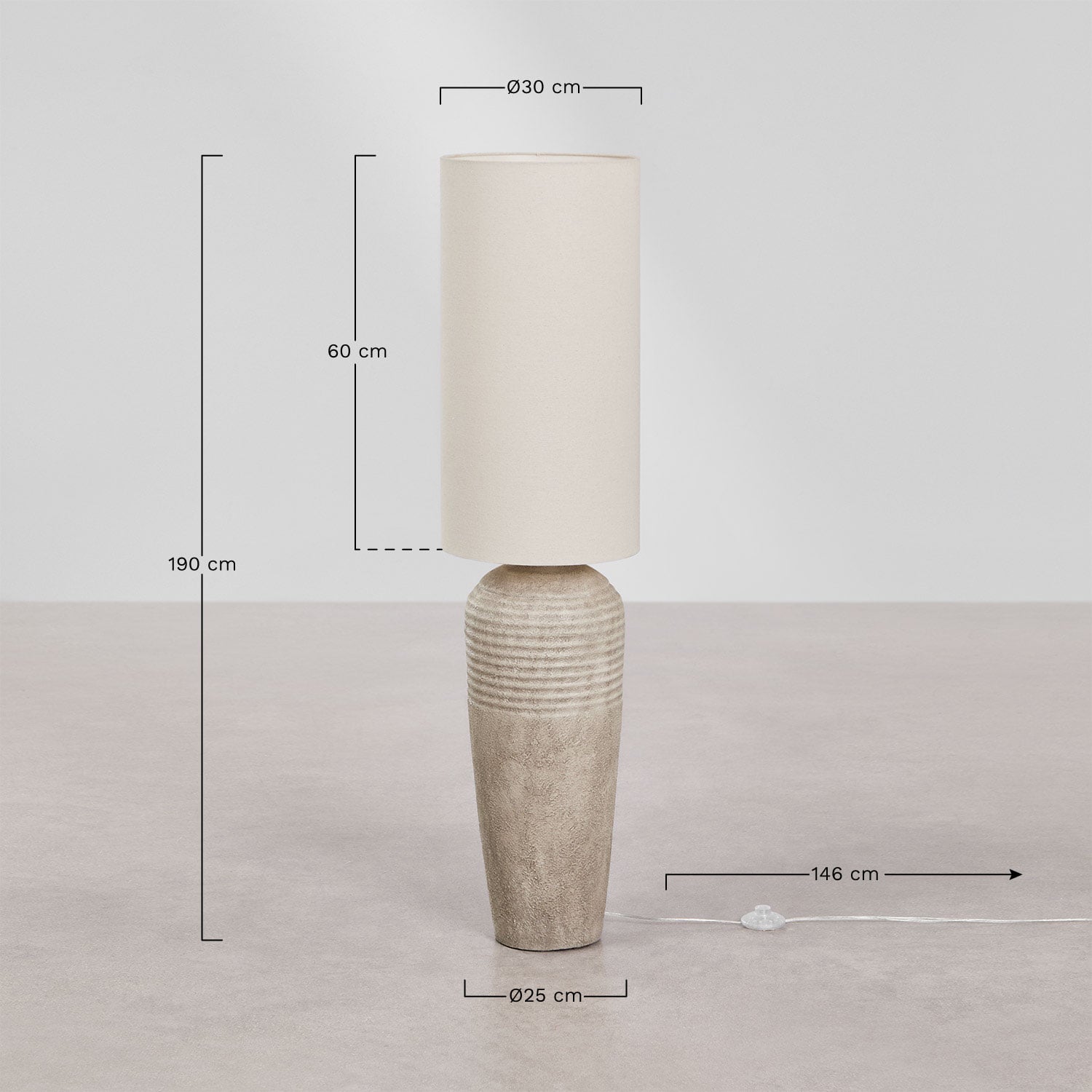 Lampa podłogowa z ceramiki Arondir, rozmiary