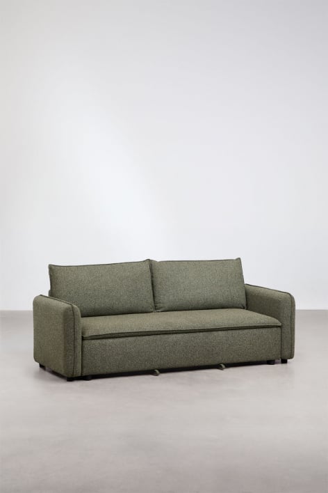 Sofa rozkładana 3-osobowa z tkaniny bouclé Drovi - Bouclé Salvia Zieleń