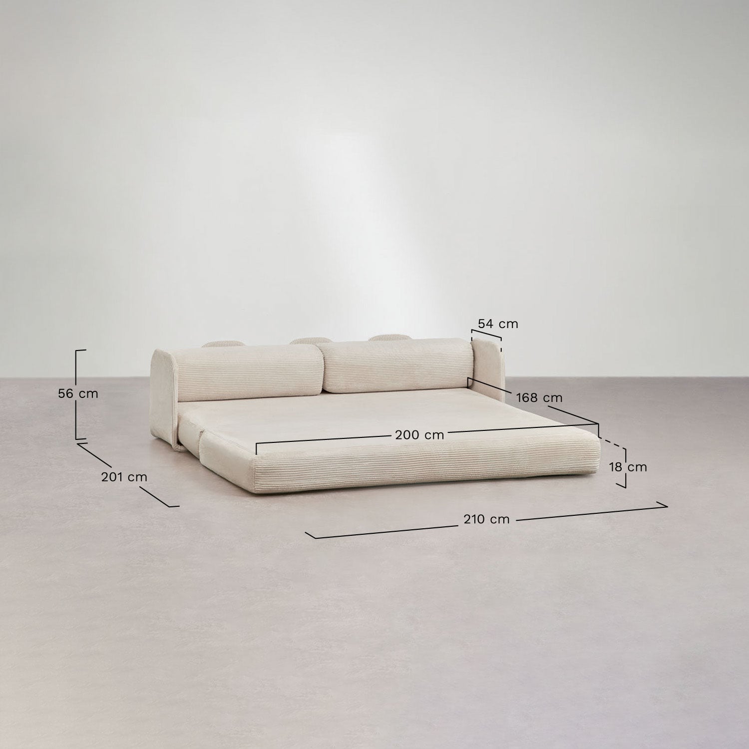 Sofa rozkładana dwuosobowa z weluru pakowana próżniowo Kyoto, rozmiary