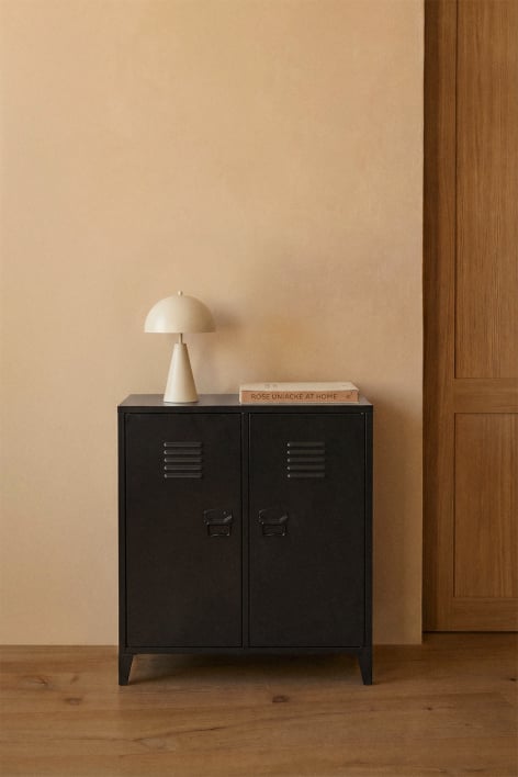Komoda szafka 80x40 cm 2 drzwi stal czarny węgiel Pohpli - czarny węgiel 