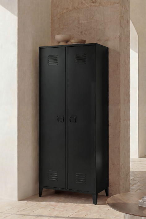 Szafa typu locker 2-drzwiowa 80x180 cm ze stali czarny węgiel Pohpli - czarny węgiel 
