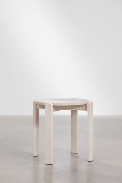 Niski stołek ↑45 cm z drewna dębowego Noreli - Kremowa Tapioca