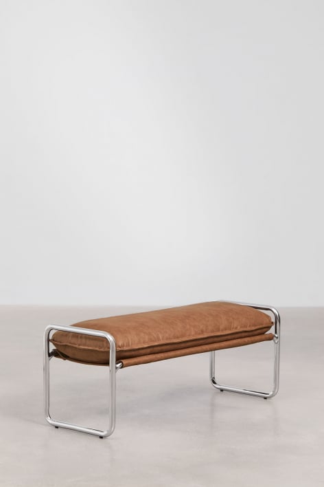 Ławka 110 cm tapicerowana ekoskórą camel vintage Matilda