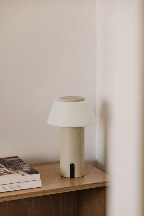Bezprzewodowa lampa stołowa LED z żelaza Socotra - Kremowa Tapioca