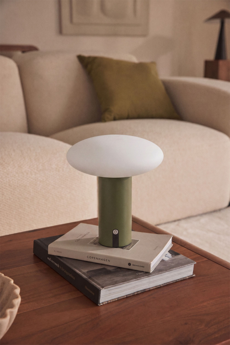 Bezprzewodowa lampa stołowa LED z żelaza Zosima - Intensywny Verde Olive