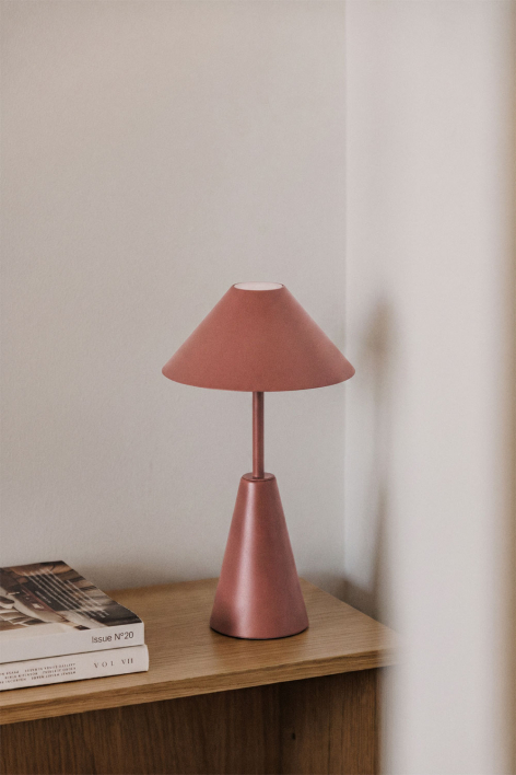 Bezprzewodowa lampa stołowa LED z żelaza Alexis - Terracota