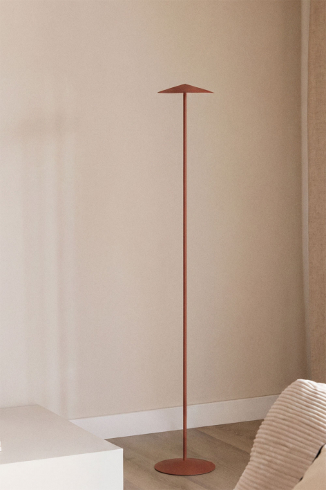 Bezprzewodowa lampa podłogowa LED z żelaza Emilein - Chocolate & Blk Frame