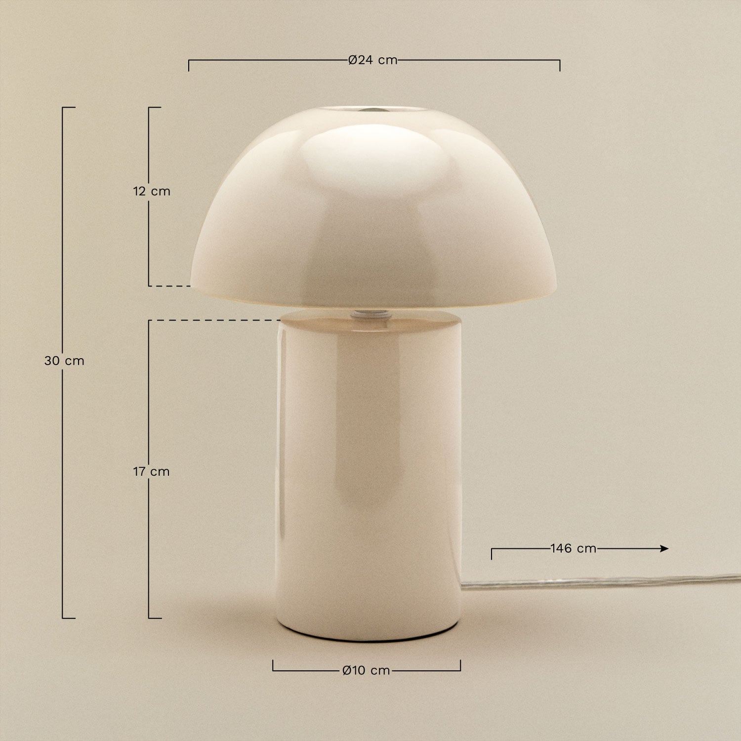 Lampa stołowa z ceramiki Kisvea, rozmiary