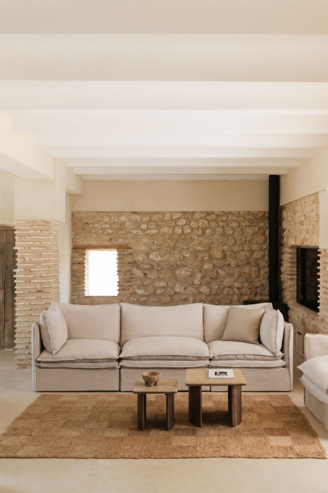 Sofa modułowy 3-częściowy z lnu i bawełny Grace