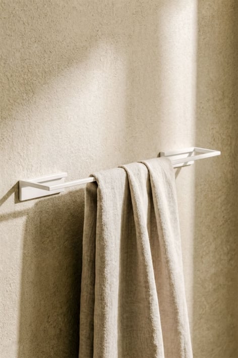 Samoprzylepny ścienny wieszak na ręczniki z drążkiem 45 cm do łazienki ze stali nierdzewnej w kolorze białym Jalter