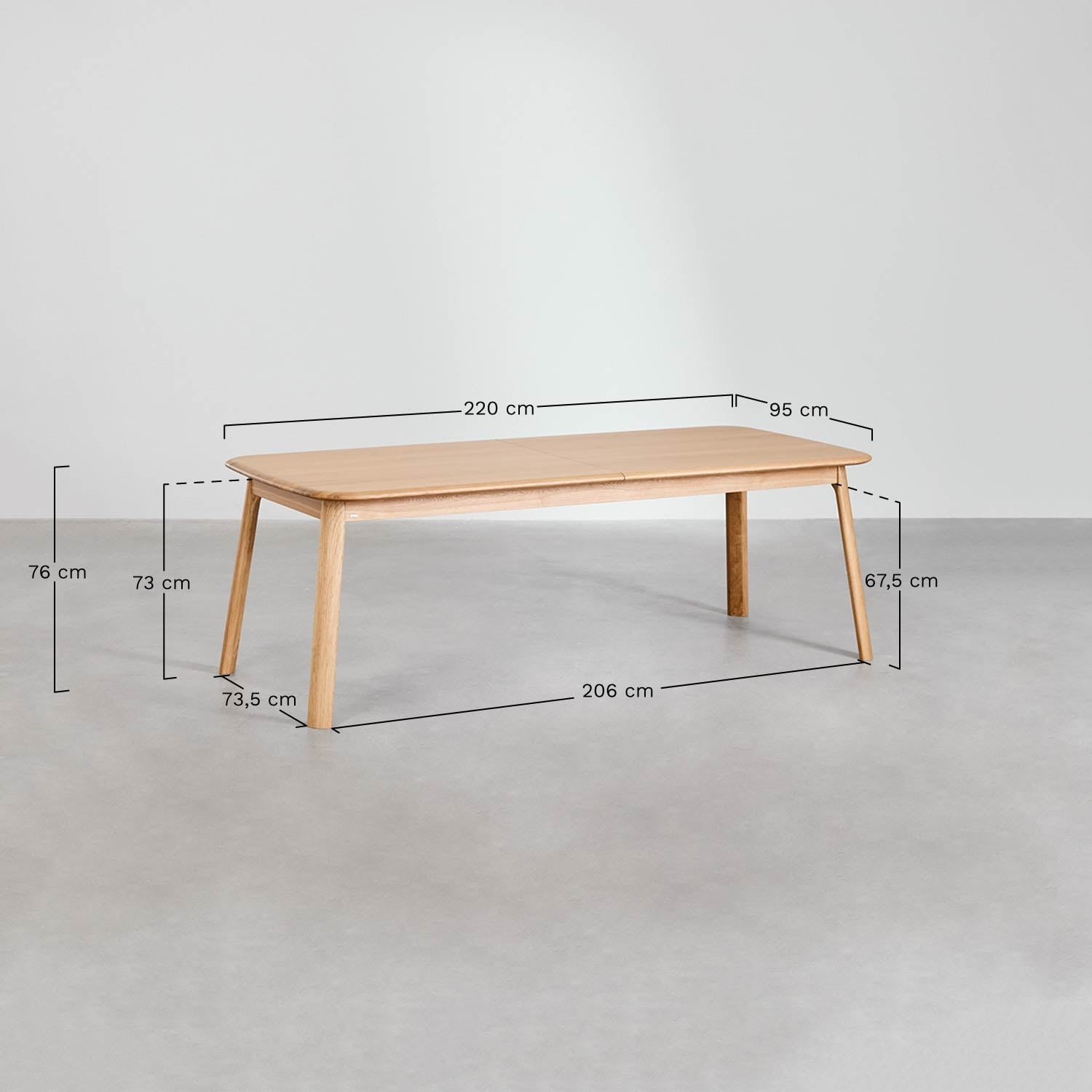 Rozkładany prostokątny stół jadalniany 220-320x95 cm z drewna Treveris, rozmiary