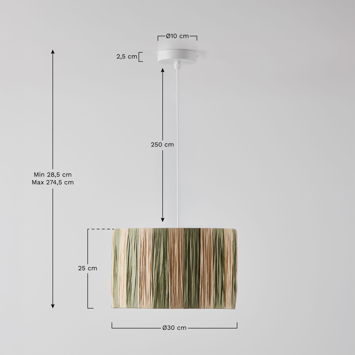 Lampa sufitowa Ø30 cm z plecionego papieru Marsali, rozmiary