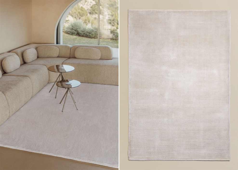 Dywan prostokątny 200x300 cm poliestrowy beż kremowy Daroca - Kremowa