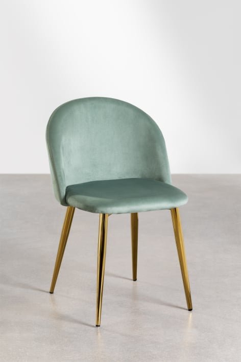 Krzesło jadalniane tapicerowane i stalowe Kana - Aksamitny Green Fir