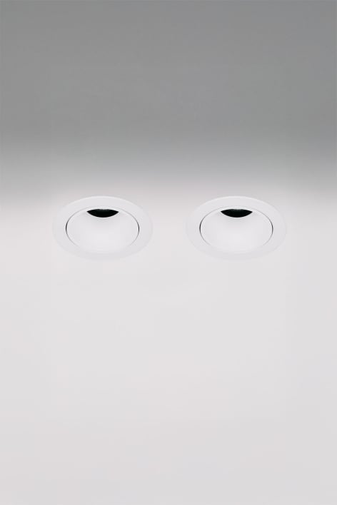 Pack 2 wpuszczanych downlightów LED z okrągłymi ramkami Ø5 cm do użytku zewnętrznego, wykonanych z aluminium Orelva