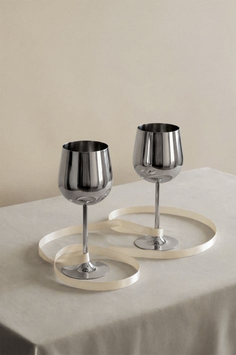 Zestaw 2 kieliszków do wina 45 cl ze stali nierdzewnej Vinirla