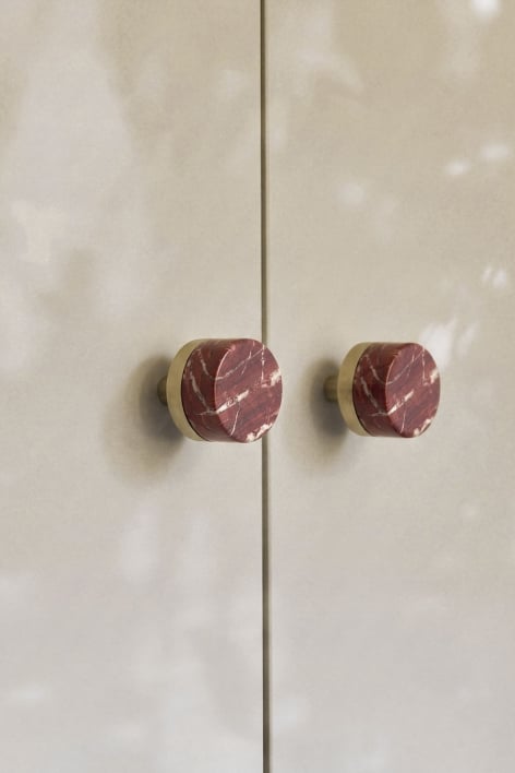 Zestaw 2 uchwytów z naturalnego kamienia i stali nierdzewnej Osmery - Czerwony Marmur Cherry Gold