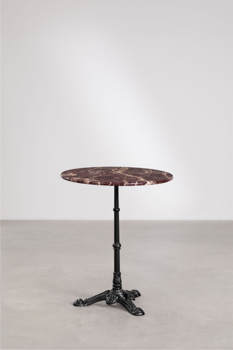 Okrągły stolik barowy Ø60cm z naturalnego kamienia Azteca - Czerwony Marmur Cherry Gold - Czarny