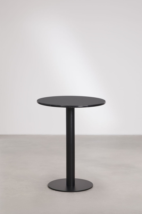 Okrągły barowy stół z naturalnego kamienia Xiren - Marmur Nero Marquina