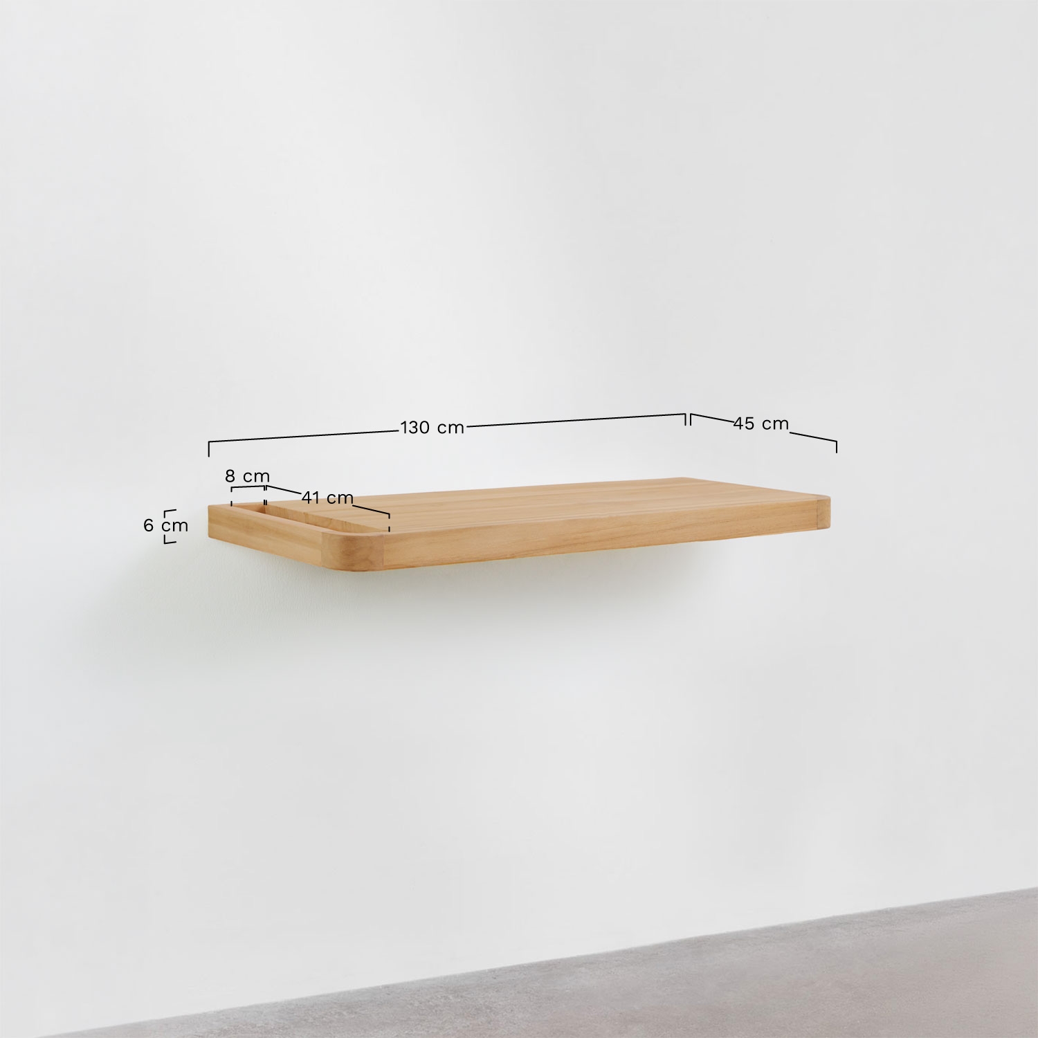 Zestaw mebli łazienkowych 130x45 cm wiszący z drewna tekowego Neill, rozmiary