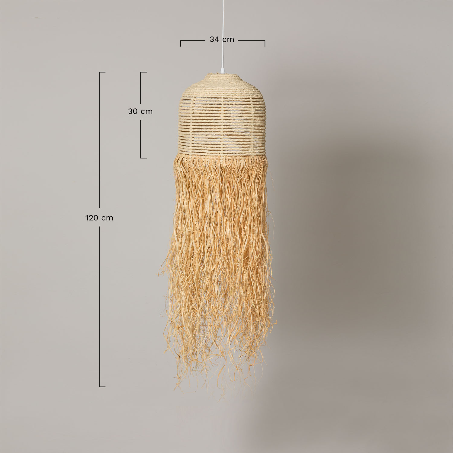 Lampa Wisząca z Raffii Yul, rozmiary