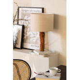 Lampa stolowa z tkaniny i drewna Lobra, miniaturka zdjęcia 1
