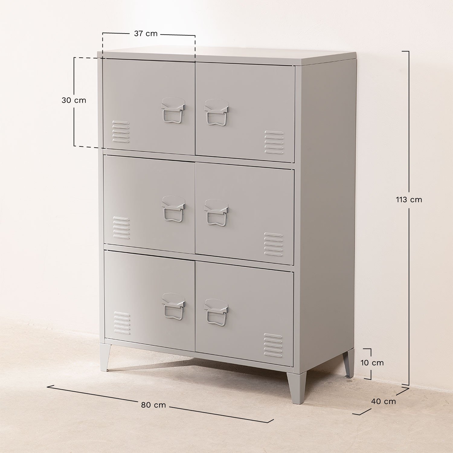 Szafka stalowa Pohpli z 6 drzwiami , rozmiary