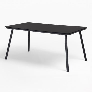 Prostokątny Stół Ogrodowy Ze Szkła I Aluminium (160x90 Cm) Arhiza Gris Oscuro - Sklum