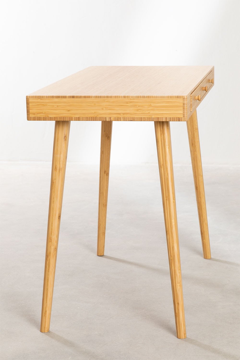 Biurko 100x50 cm z bambusa z szufladami Takeo, obrazek w galerii 5