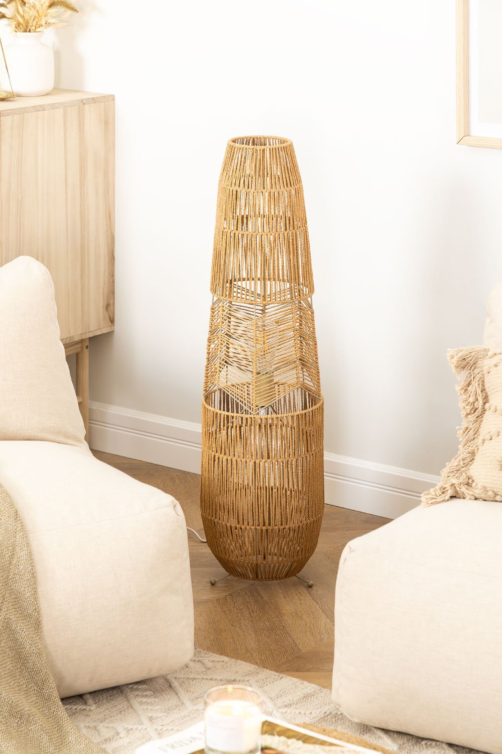 Lampa Podlogowa z Plecionego Papieru Menak, obrazek w galerii 1