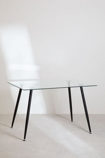 Stół do Jadalni Prostokątny ze Szkła i Stali (120x80 cm ) Lahs