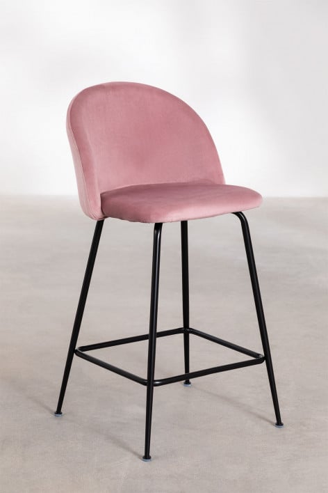 Taboret wysoki 65 cm z piwoniowego aksamitu i czarnymi nogami Kana Design - Peonia