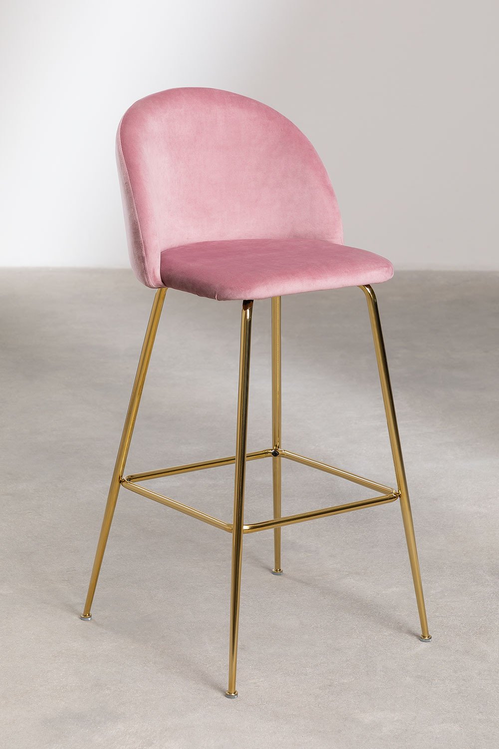 Taboret wysoki 75 cm z piwoniowego aksamitu i złotymi nogami Kana Design, obrazek w galerii 2