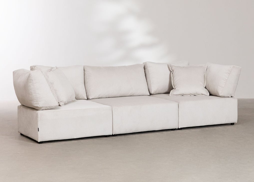 3-częściowa sofa modułowa z 2 narożnymi fotelami ze sztruksu Kata, obrazek w galerii 1