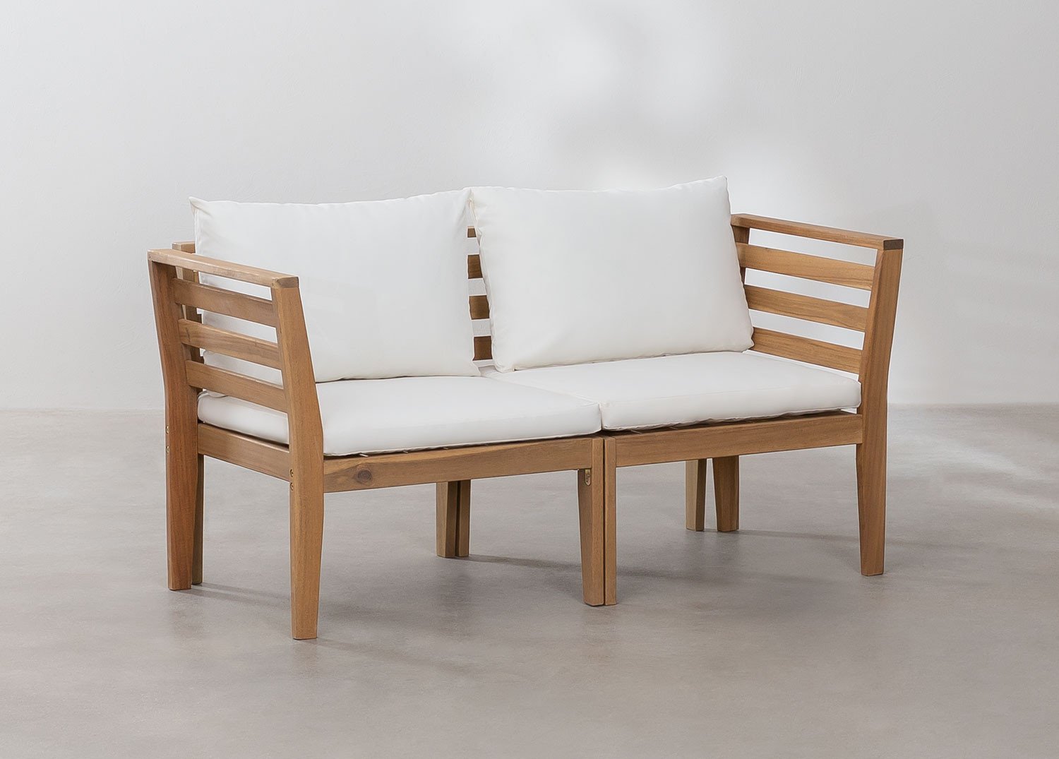 Dwuczęściowa modułowa sofa ogrodowa z podłokietnikami z drewna akacjowego Filips         , obrazek w galerii 2