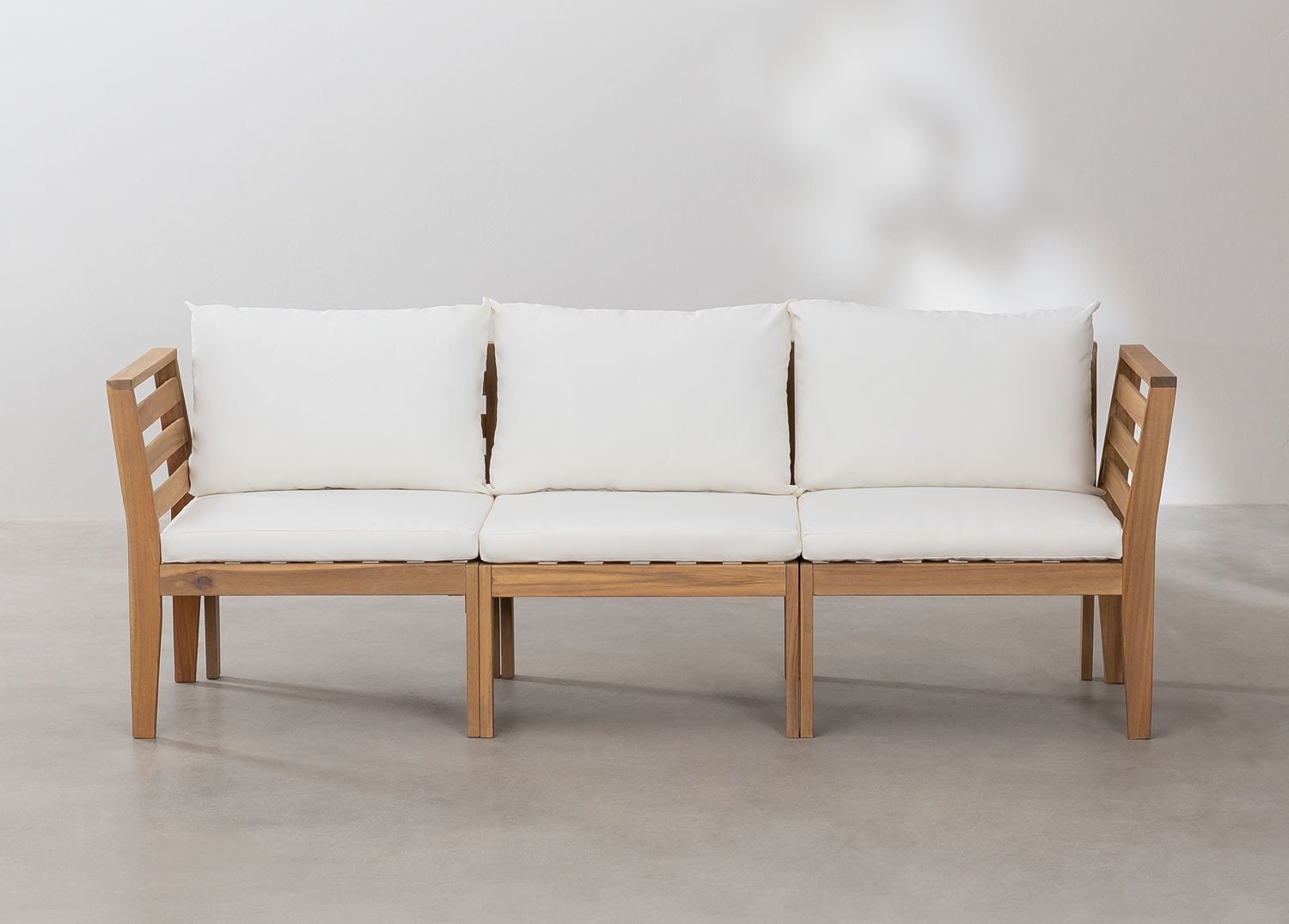 Filips 3-częściowa modułowa sofa ogrodowa z podłokietnikami z drewna akacjowego                 , obrazek w galerii 3