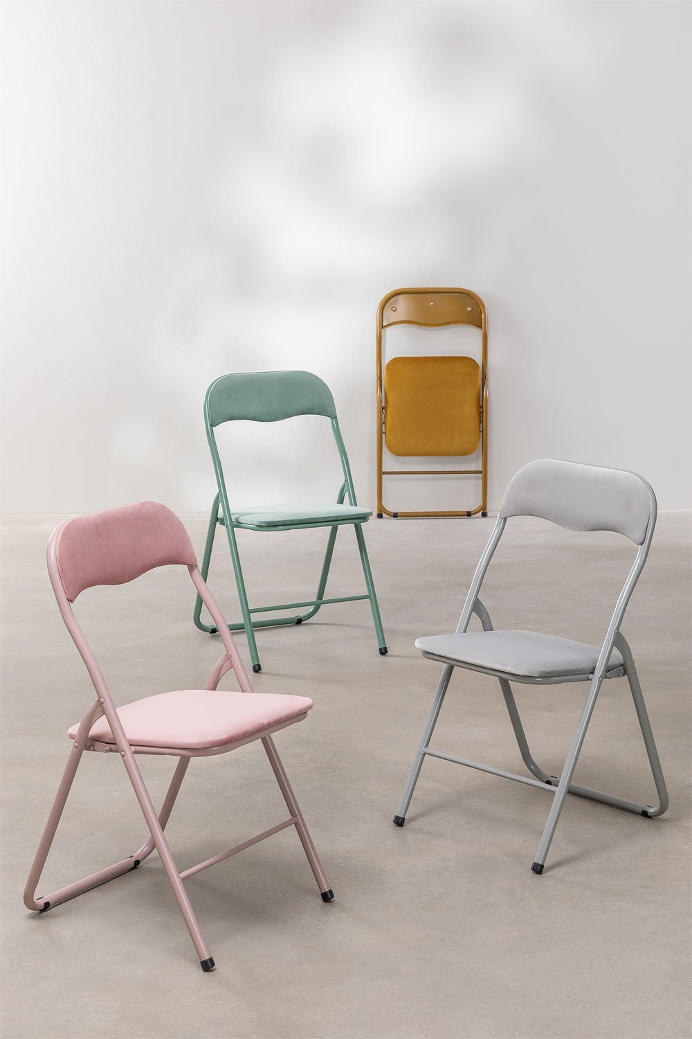 Zestaw 2 skladanych krzesel z aksamitu Iraida, obrazek w galerii 11