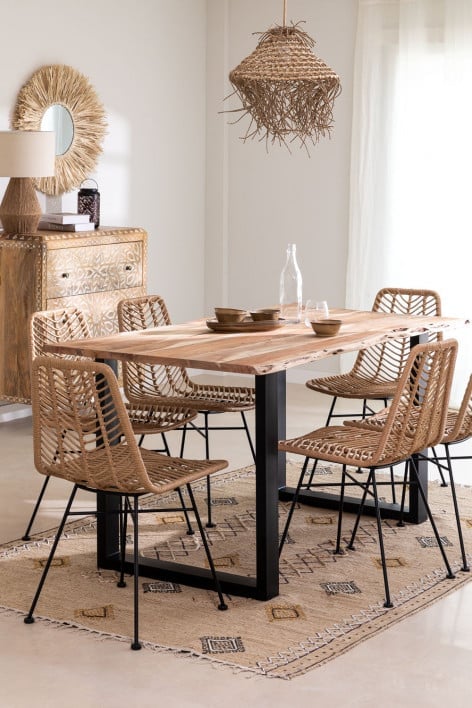 Prostokątny stół do jadalni z drewna pochodzącego z recyklingu (160x90 cm) w stylu Sami